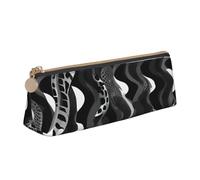 pvinnk Black White Snake Skin pattern Print Stylish and practical Pencil Case Large Capacity Triangle Pencil Pouch with Zipper