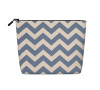 pvinnk Blue Beige Stripe Print make up bag Single-layer Makeup Bags Travel Cosmetic Organizer Large Capacity Zippered, Black, One Size