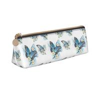 pvinnk Blue Butterfly On Blossom Flower Print Stylish and practical Pencil Case Large Capacity Triangle Pencil Pouch with Zipper