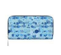 pvinnk Blue Polka Dot Print Print Elegant Leather Hand Wallet Women Capacity Big Casual Wallet Travel-Ready Wallet, Black, One Size, Art