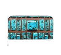 pvinnk Bright Aqua Blue Turquoise Print Elegant Leather Hand Wallet Women Capacity Big Casual Wallet Travel-Ready Wallet, Black, One Size, Art
