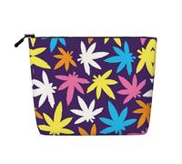 pvinnk Bright Colorful Weed Pattern Print make up bag Single-layer Makeup Bags Travel Cosmetic Organizer Large Capacity Zippered, Black, One Size