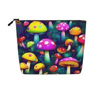 pvinnk Bright Mushrooms Art Print make up bag Single-layer Makeup Bags Travel Cosmetic Organizer Large Capacity Zippered, Black, One Size
