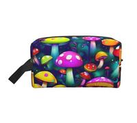 pvinnk Bright Mushrooms Art Print Portable Makeup Pouch Travel Toiletry Bag Storage Bags with Handles Large Capacity, White, One Size