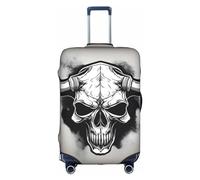 Pvinnk Bull Skull Print Protective Luggage Cover Elastic Washable Suitcase Protector Travel Gear Protector, White, M