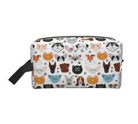 pvinnk Cartoon Cat and Dog Print Portable Makeup Pouch Travel Toiletry Bag Storage Bags with Handles Large Capacity, White, One Size