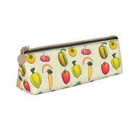 pvinnk Cartoon Vegetable Fruits Print Stylish and practical Pencil Case Large Capacity Triangle Pencil Pouch with Zipper