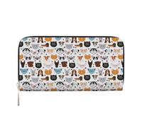 pvinnk Cat and Dog Faces Bulldog Beagle Labrador Print Elegant Leather Hand Wallet Women Capacity Big Casual Wallet Travel-Ready Wallet, Black, One Size, Art