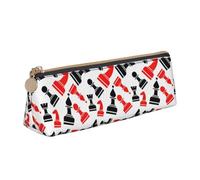 pvinnk Chess Pattern Print Stylish and practical Pencil Case Large Capacity Triangle Pencil Pouch with Zipper
