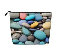 pvinnk Colored Pebbles Print make up bag Single-layer Makeup Bags Travel Cosmetic Organizer Large Capacity Zippered, Black, One Size