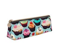 pvinnk Colorful Cupcakes Print Stylish and practical Pencil Case Large Capacity Triangle Pencil Pouch with Zipper