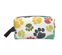 pvinnk Cute Colorful Dog Paw Print Portable Makeup Pouch Travel Toiletry Bag Storage Bags with Handles Large Capacity, White, One Size
