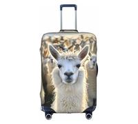 Pvinnk Cute Llama Print Protective Luggage Cover Elastic Washable Suitcase Protector Travel Gear Protector, White, S