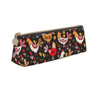 pvinnk Cute Rooster Chickens Print Stylish and practical Pencil Case Large Capacity Triangle Pencil Pouch with Zipper