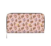 pvinnk Cute Sloth Print Elegant Leather Hand Wallet Women Capacity Big Casual Wallet Travel-Ready Wallet, Black, One Size, Art