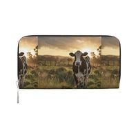 pvinnk Dairy Cow Print Elegant Leather Hand Wallet Women Capacity Big Casual Wallet Travel-Ready Wallet, Black, One Size, Art