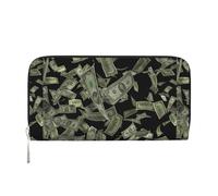 pvinnk Dollar Sign Money Print Elegant Leather Hand Wallet Women Capacity Big Casual Wallet Travel-Ready Wallet, Black, One Size, Art