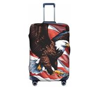 Pvinnk Eagle with USA Flag Print Protective Luggage Cover Elastic Washable Suitcase Protector Travel Gear Protector, White, XL
