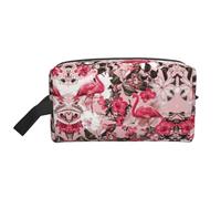 pvinnk Flamingo Floral Printed Print Portable Makeup Pouch Travel Toiletry Bag Storage Bags with Handles Large Capacity, White, One Size