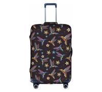 pvinnk Flower Hummingbirds Embroidery Print Protective Luggage Cover Elastic Washable Suitcase Travel Gear Protector, White, L