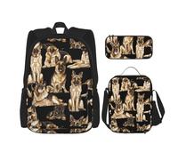pvinnk German Shepherd Dog Print Comfortable Adjustable Shoulder Casual Fashion Backpack Lunch Bag Pencil Case, Black, One Size, Black, One Size