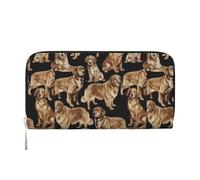 pvinnk Golden Retrievers Print Elegant Leather Hand Wallet Women Capacity Big Casual Wallet Travel-Ready Wallet, Black, One Size, Art