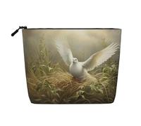 pvinnk Grass and dove Print make up bag Single-layer Makeup Bags Travel Cosmetic Organizer Large Capacity Zippered, Black, One Size