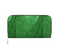 pvinnk Green Sequin Sparkle Print Elegant Leather Hand Wallet Women Capacity Big Casual Wallet Travel-Ready Wallet, Black, One Size, Art