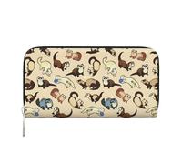 pvinnk Hairy Ferret Print Elegant Leather Hand Wallet Women Capacity Big Casual Wallet Travel-Ready Wallet, Black, One Size, Art