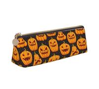 pvinnk Halloween Pumpkin Patterns Print Stylish and practical Pencil Case Large Capacity Triangle Pencil Pouch with Zipper