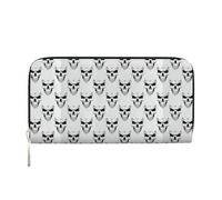 pvinnk Halloween Themed Monochrome Skeleton Head Print Elegant Leather Hand Wallet Women Capacity Big Casual Wallet Travel-Ready Wallet, Black, One Size, Art