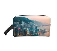 pvinnk Hong Kong Print Portable Makeup Bag Travel Toiletry Bag Storage Bags with Handles Large Capacity, White, One Size, white( ), One Size