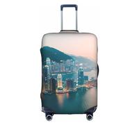 Pvinnk Hong Kong Print Protective Luggage Cover Elastic Washable Suitcase Protector Travel Gear Protector, White, S