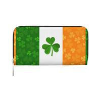 pvinnk irish flag Print Elegant Leather Hand Wallet Women Capacity Big Casual Wallet Travel-Ready Wallet, Black, One Size, Art