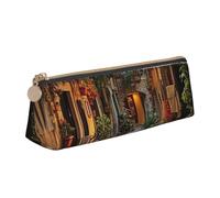 pvinnk Italian Old Street Print Stylish and practical Pencil Case Large Capacity Triangle Pencil Pouch with Zipper