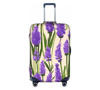 Pvinnk Lavender Stamp Print Protective Luggage Cover Elastic Washable Suitcase Protector Travel Gear Protector, White, S