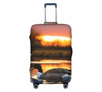 Pvinnk Loon Nature Bird Print Protective Luggage Cover Elastic Washable Suitcase Protector Travel Gear Protector, White, S