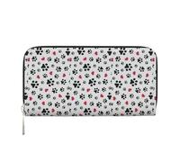 pvinnk Love Cat Paw Heart Puppy Foot Print Print Elegant Leather Hand Wallet Women Capacity Big Casual Wallet Travel-Ready Wallet, Black, One Size, Art
