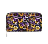 pvinnk Pansy Perfection Print Print Elegant Leather Hand Wallet Women Capacity Big Casual Wallet Travel-Ready Wallet, Black, One Size, Art