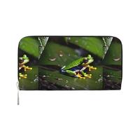 pvinnk Peace Tree Frogs Print Elegant Leather Hand Wallet Women Capacity Big Casual Wallet Travel-Ready Wallet, Black, One Size, Art