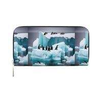 pvinnk Penguins On The Iceberg Print Elegant Leather Hand Wallet Women Capacity Big Casual Wallet Travel-Ready Wallet, Black, One Size, Art