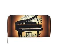 pvinnk Piano Violin and Music Notes Print Elegant Leather Hand Wallet Women Capacity Big Casual Wallet Travel-Ready Wallet, Black, One Size, Art