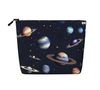pvinnk Planet Stars and Milky Way Galaxy Print make up bag Single-layer Makeup Bags Travel Cosmetic Organizer Large Capacity Zippered, Black, One Size