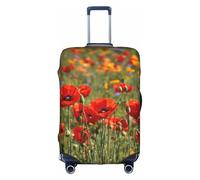 Pvinnk poppy flowers Print Protective Luggage Cover Elastic Washable Suitcase Protector Travel Gear Protector, White, S