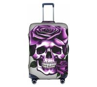 pvinnk Purple Rose Skull Print Protective Luggage Cover Elastic Washable Suitcase Travel Gear Protector, White, M