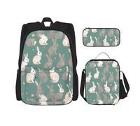 pvinnk Rabbit Backgrounds Print Comfortable Adjustable Shoulder Casual Fashion Backpack Lunch Bag Pencil Case, Black, One Size, Black, One Size