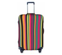 pvinnk Rainbow Colored Striped Print Protective Luggage Cover Elastic Washable Suitcase Travel Gear Protector, White, M