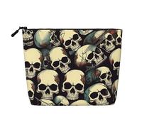 pvinnk Skull Skeleton Print make up bag Single-layer Makeup Bags Travel Cosmetic Organizer Large Capacity Zippered, Black, One Size