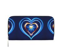 pvinnk Sky blue heart Print Elegant Leather Hand Wallet Women Capacity Big Casual Wallet Travel-Ready Wallet, Black, One Size, Art