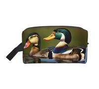pvinnk two mallard ducks Print Portable Makeup Pouch Travel Toiletry Bag Storage Bags with Handles Large Capacity, White, One Size